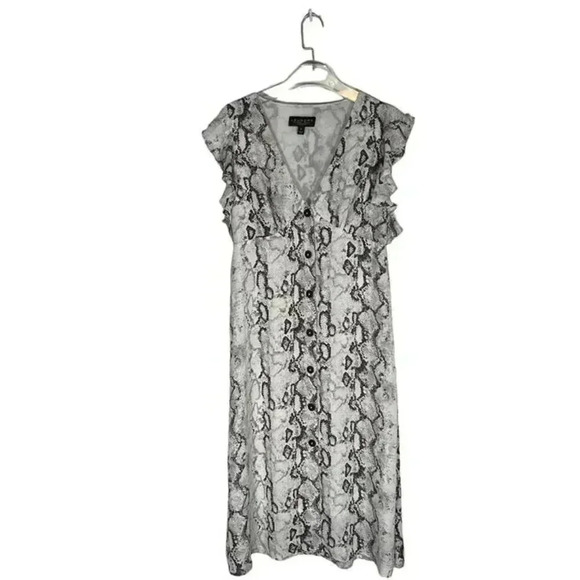 Laundry By Shelli Segal Python Chiffon Button Front Midi Slip Dress SIZE-MEDIUM - Picture 1 of 9